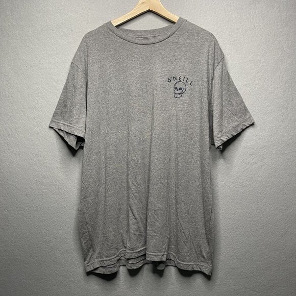 ONeill Skull Graphic Tee Gray XX-Large Standard Fit Cotton Blend Mens Casual Sur - Picture 1 of 6